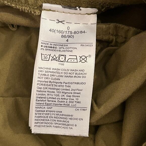 Gap Barrel Khaki High Rise Pants Womens 0 Army Green Cotton Twill Chino Utility - Picture 8 of 15